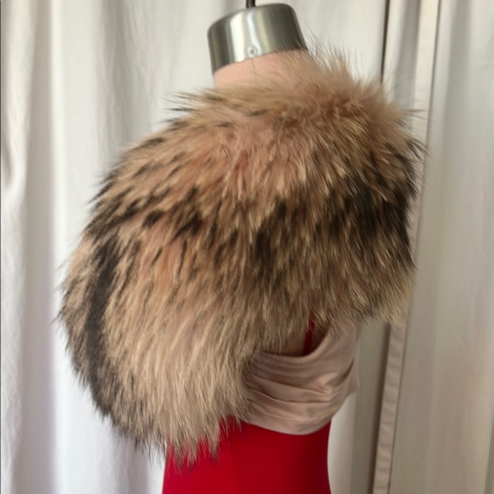 Alice & Olivia Raccoon fur Bolaro  shrug dusty pink black brown S/P - Picture 2 of 13